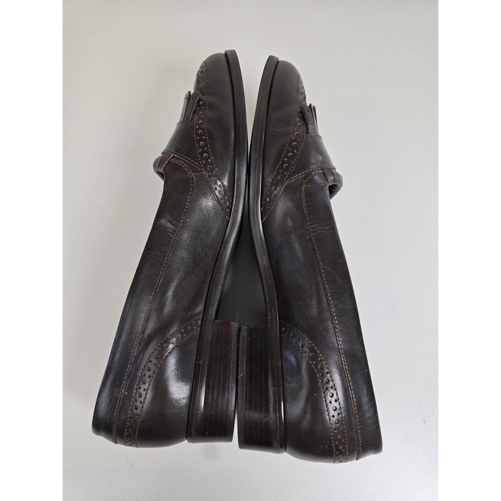 Etienne Aigner Kiltie Fringe Wingtip Brown Leather Penny Loafers Shoes 8.5 M - Picture 8 of 10